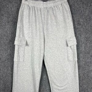 Automate Cargo Pants M Gray Solid Straight Leg Drawstring Cargo Pockets